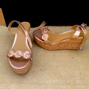 Jack Rogers gold wedge sandals, size 6